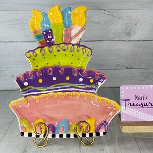 Cracker Barrel CELEBRATE Fiesta Colorful Happy Birthday Shape Serving Platter
